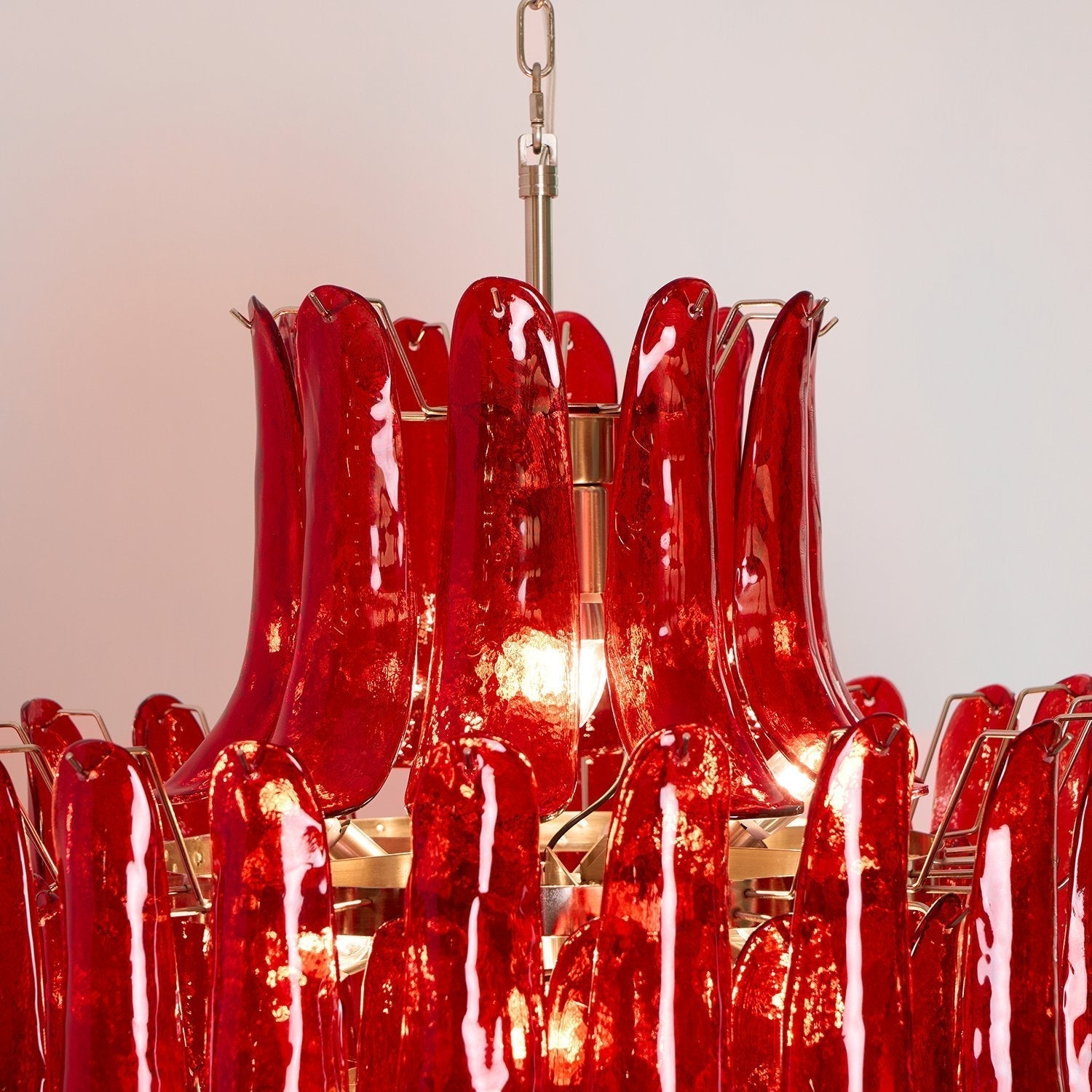 Celuena Chandelier Crimson Murano Petals Bold Art Glass