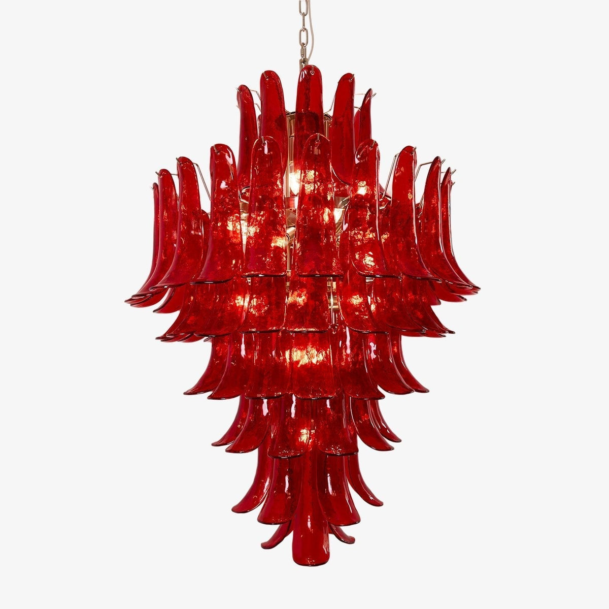 Celuena Chandelier Crimson Murano Petals Bold Art Glass