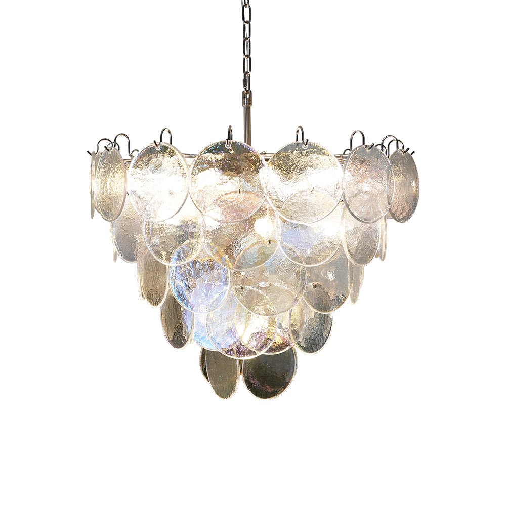 Liorerora Chandelier Iridescent Murano Glass Disc