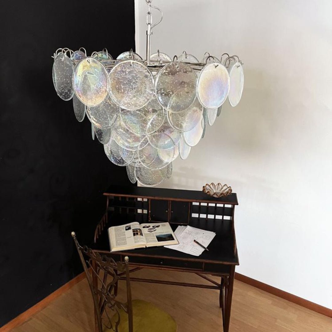 Liorerora Chandelier Iridescent Murano Glass Disc