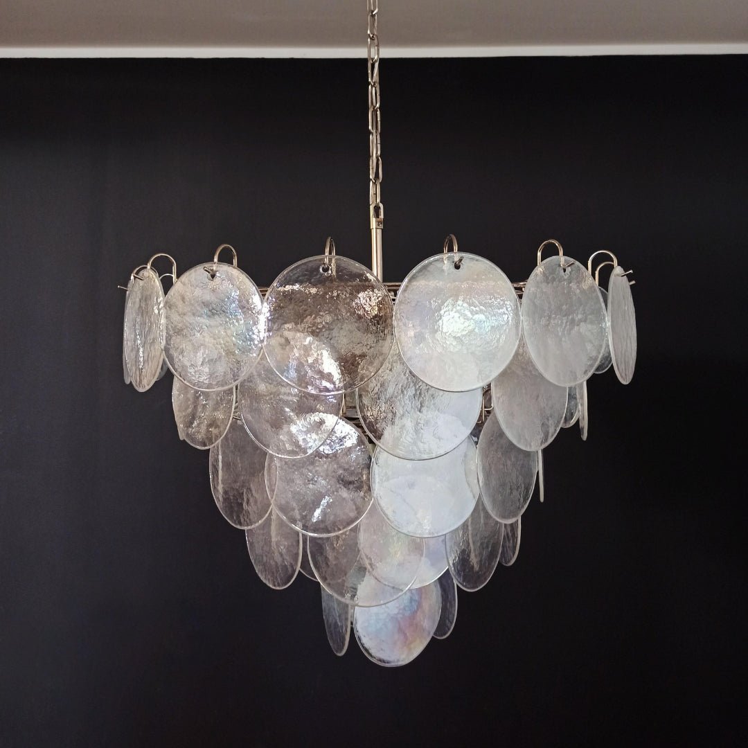 Liorerora Chandelier Iridescent Murano Glass Disc