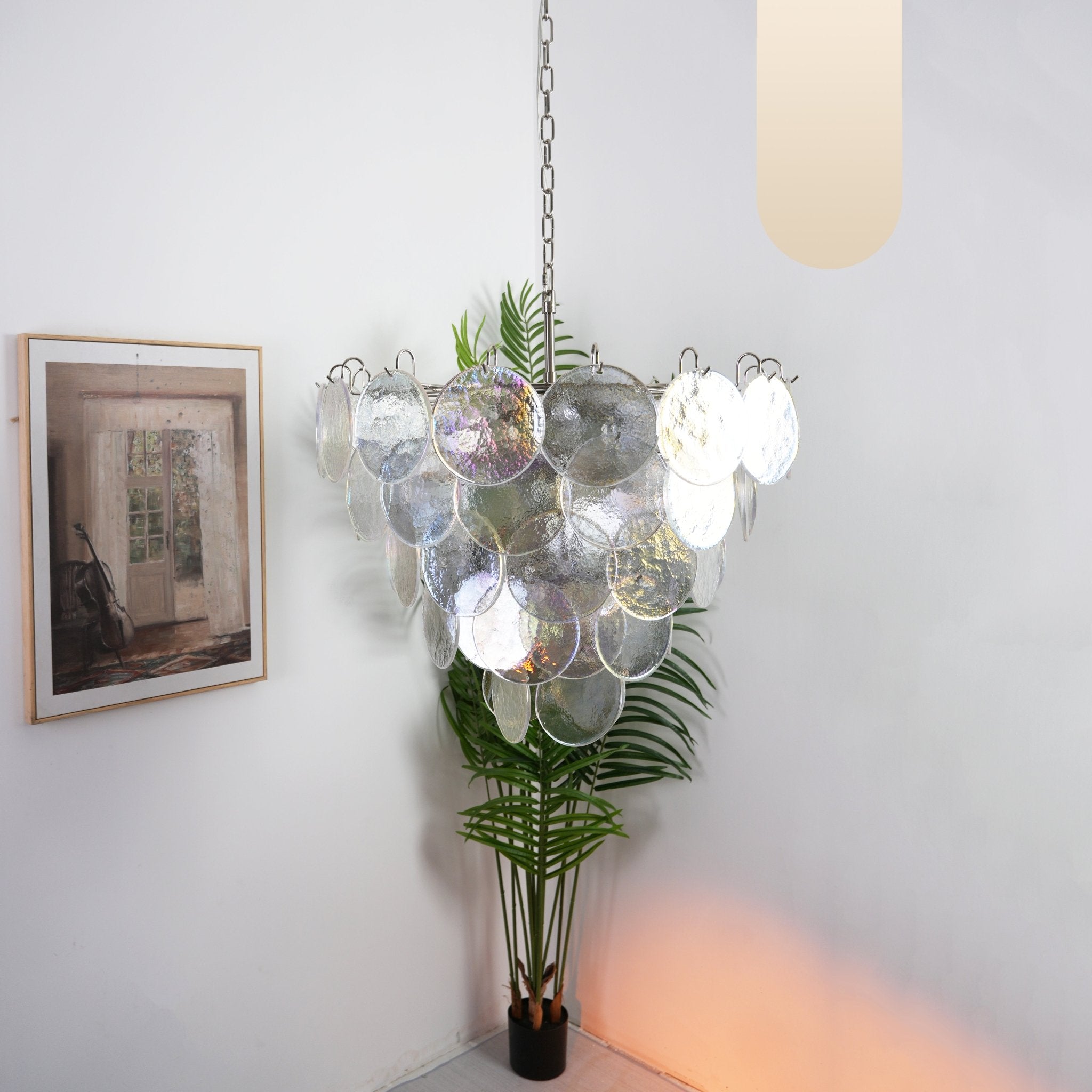 Liorerora Chandelier Iridescent Murano Glass Disc