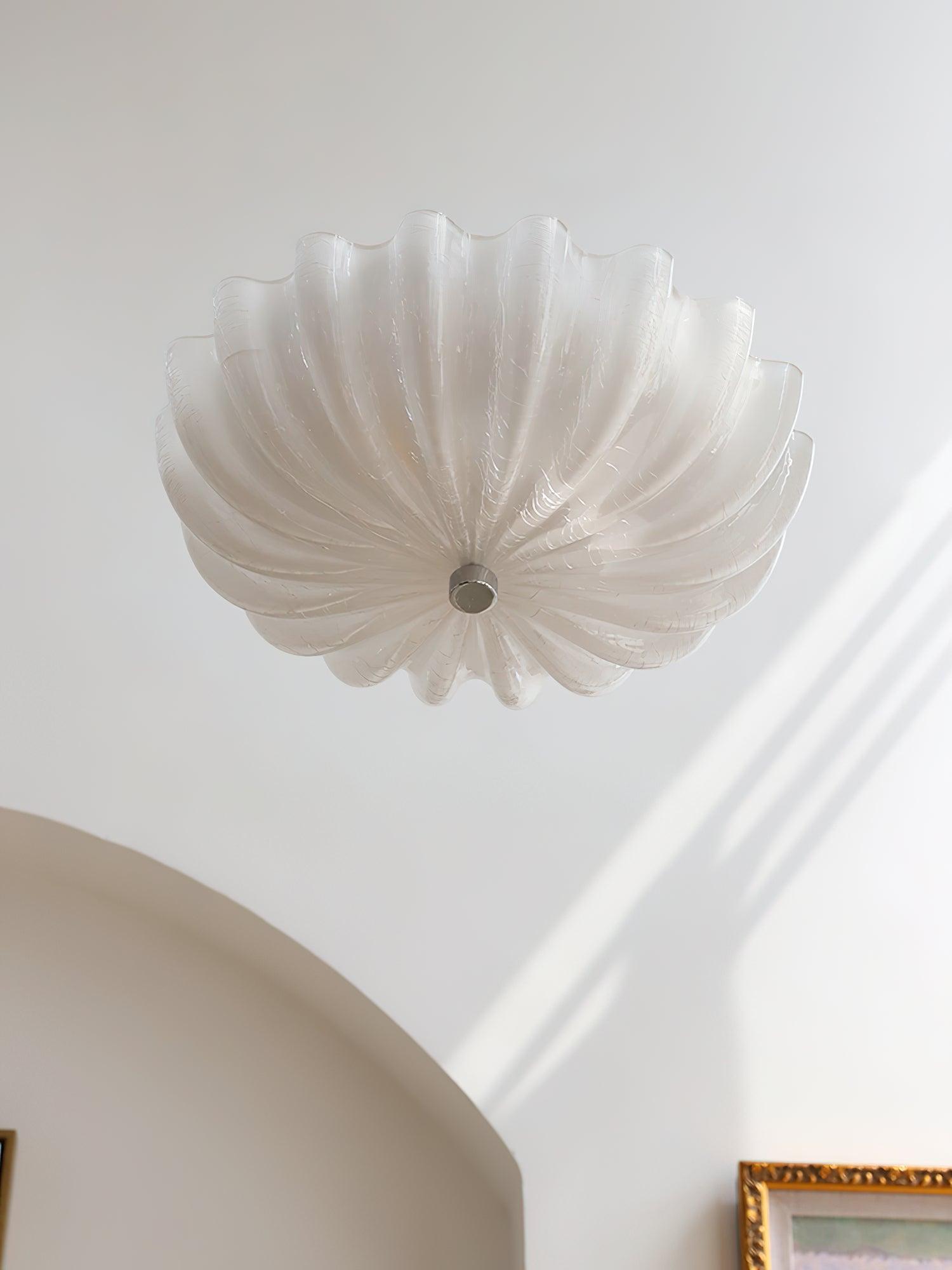 Aurora Ceiling Lamp Murano Blown Glass Shell Inspired - Neutral Decor