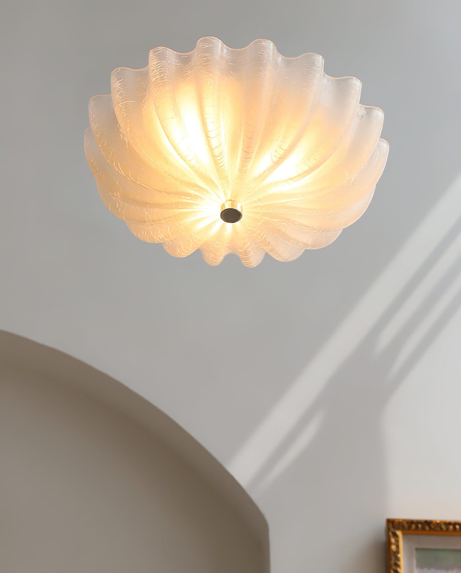 Aurora Ceiling Lamp Murano Blown Glass Shell Inspired - Neutral Decor