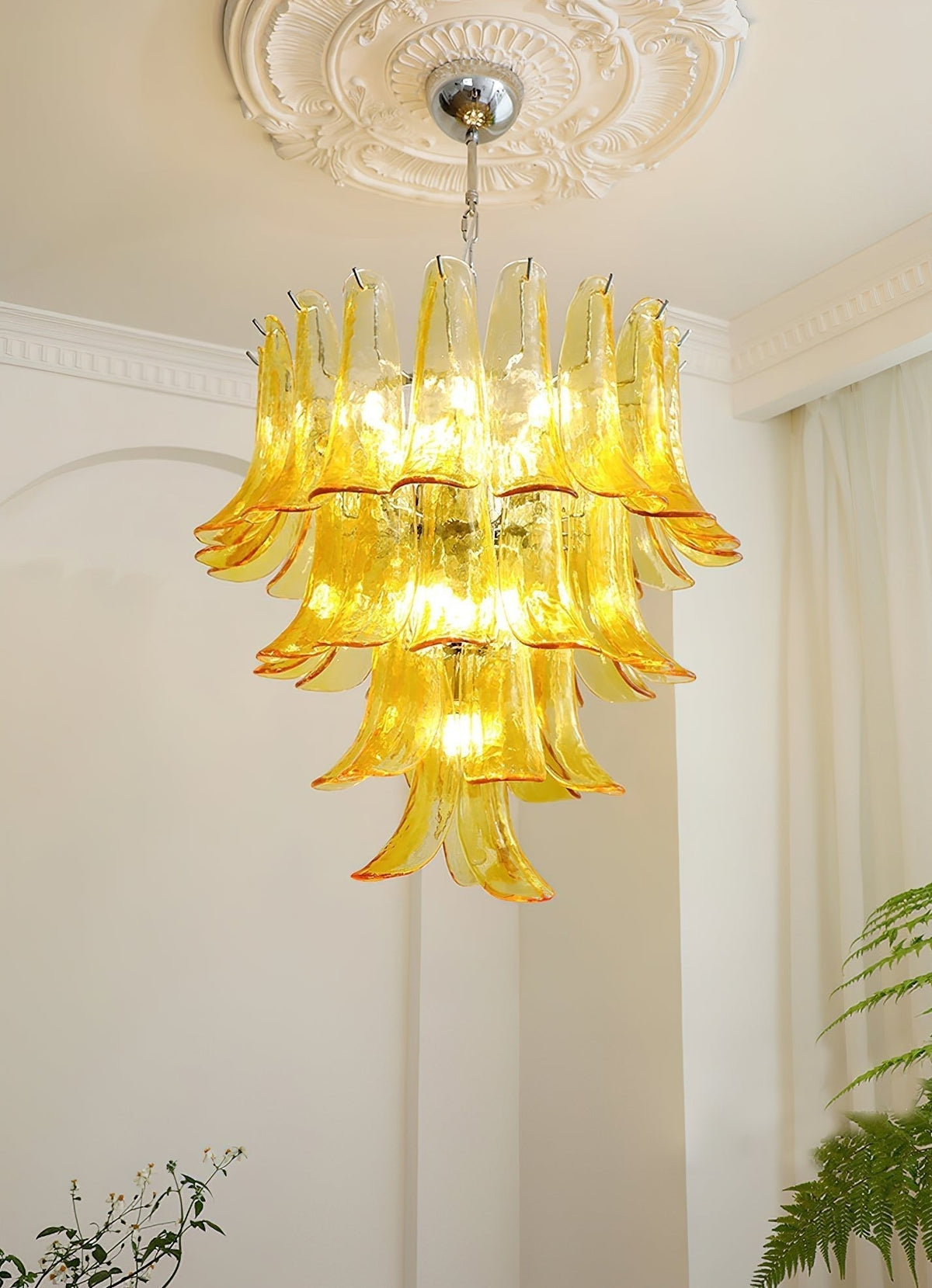 Celiian Chandelier Murano Glass Petals Vintage