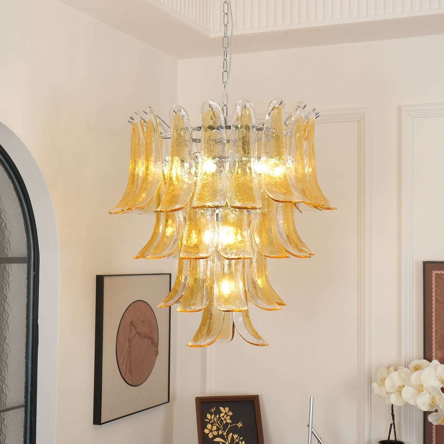Celiian Chandelier Murano Glass Petals Vintage