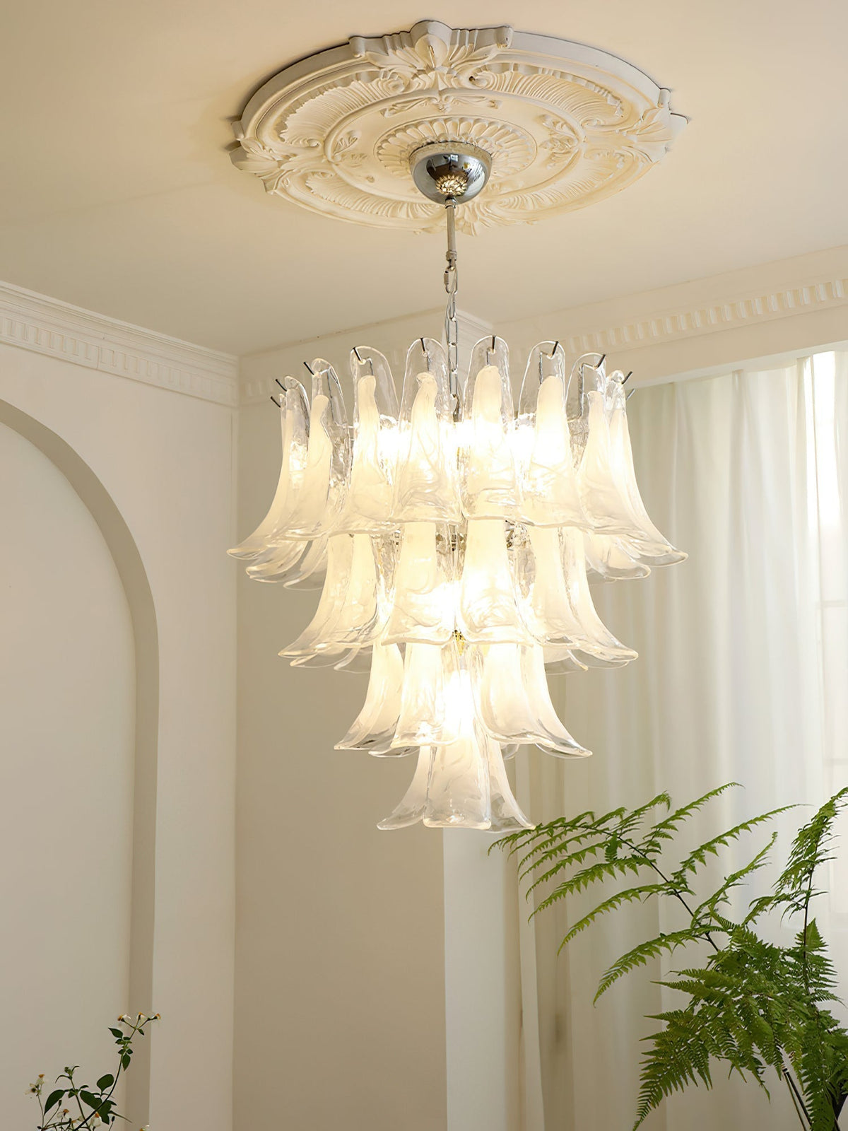 Celiian Chandelier Murano Glass Petals Vintage