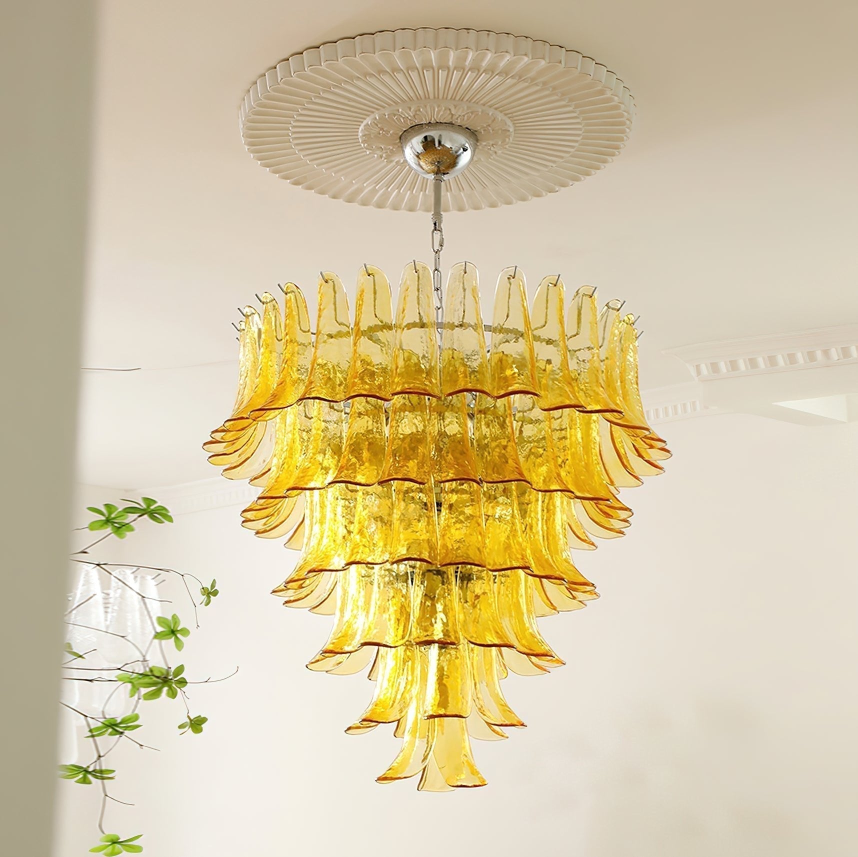 Celiian Chandelier Murano Glass Petals Vintage