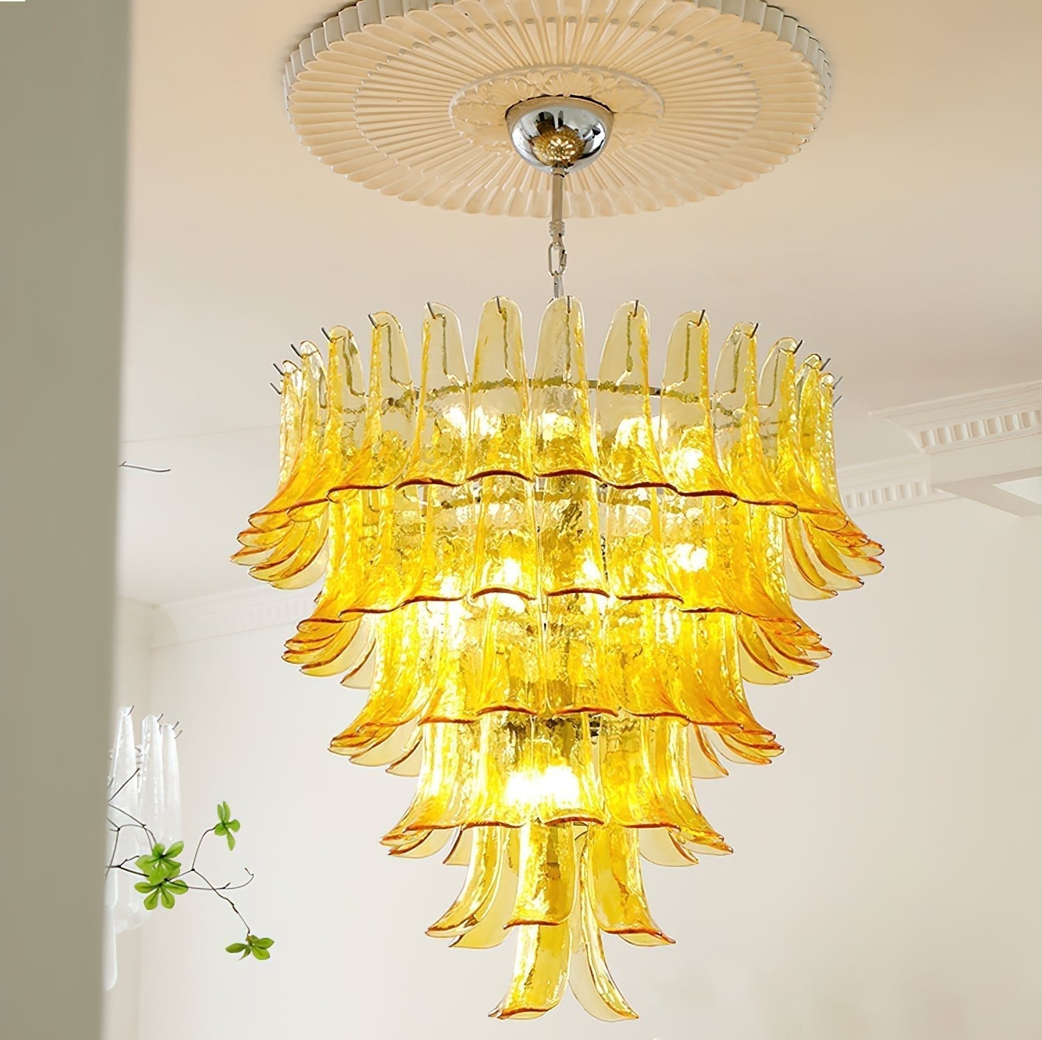 Celiian Chandelier Murano Glass Petals Vintage