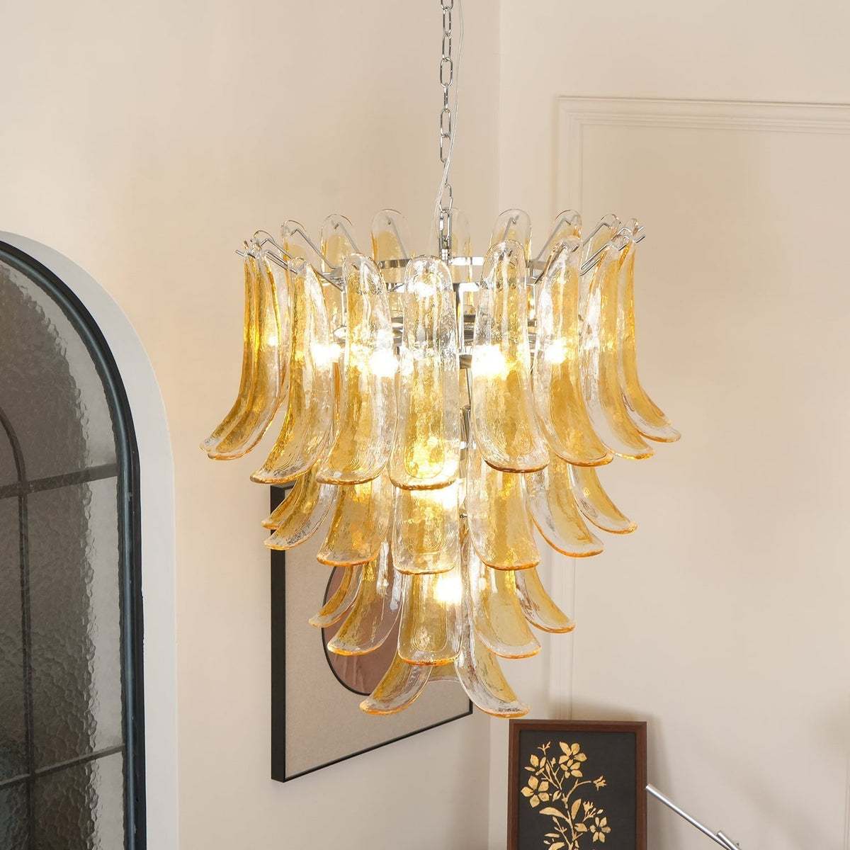 Celiian Chandelier Murano Glass Petals Vintage