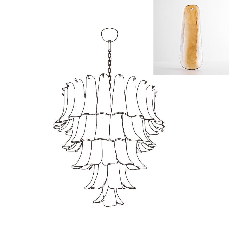 Celiian Chandelier Murano Glass Petals Vintage