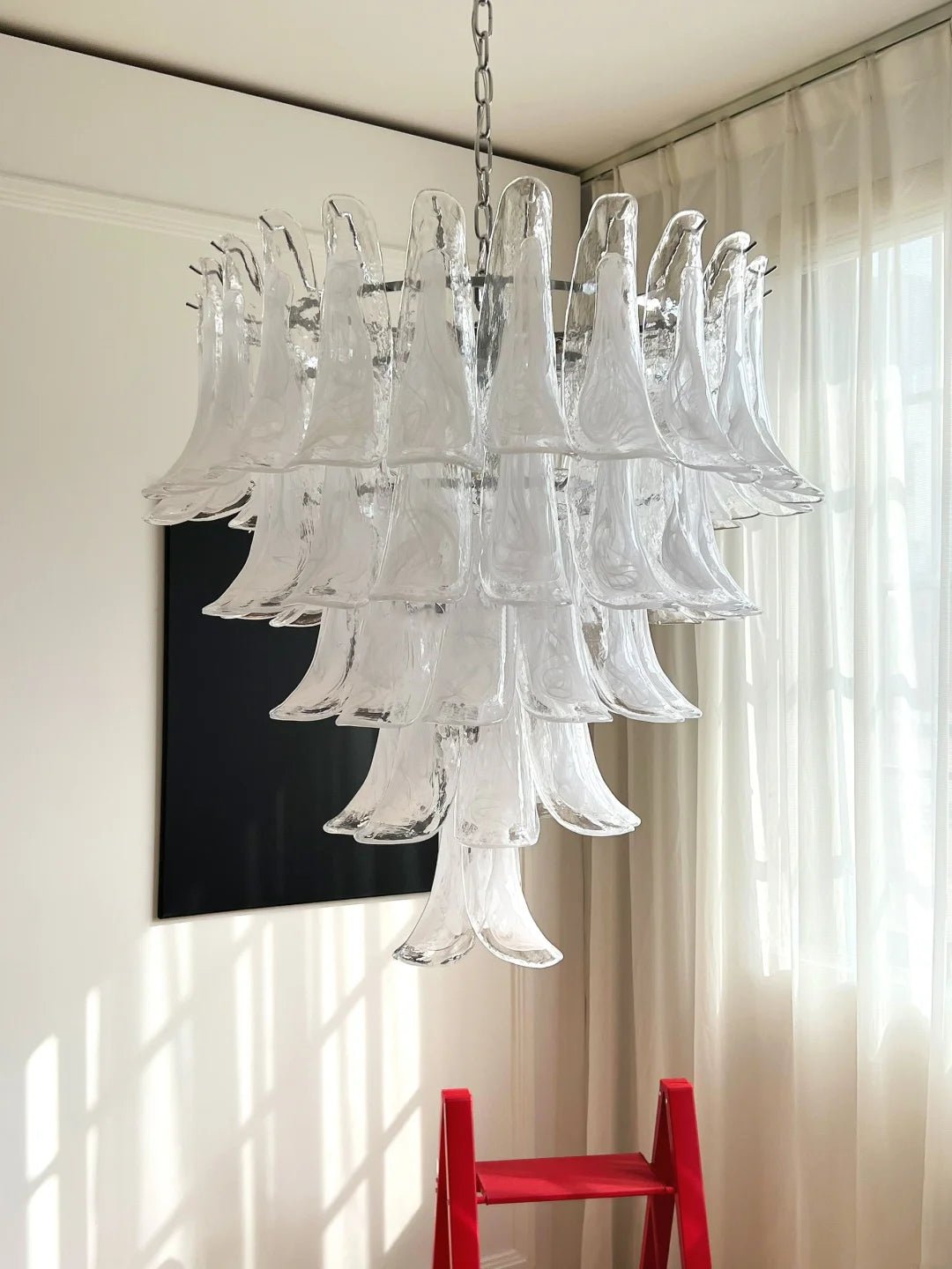 Eiroian Chandelier Clear Murano Glass Petal Vintage
