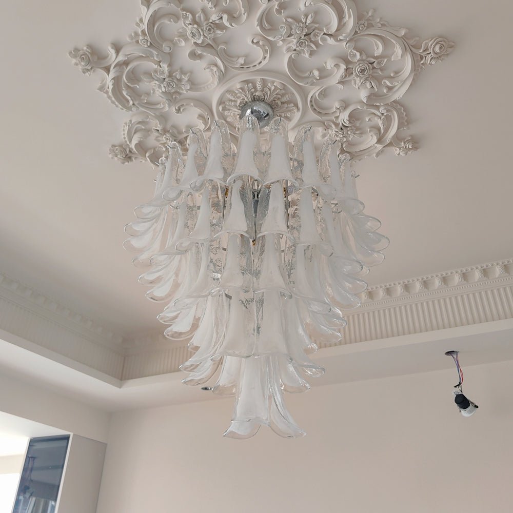 Eiroian Chandelier Clear Murano Glass Petal Vintage