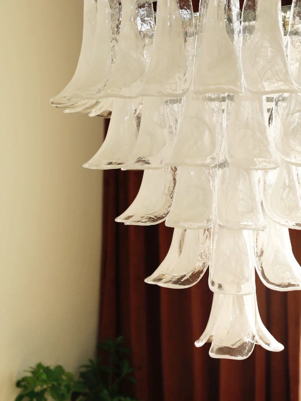 Eiroian Chandelier Clear Murano Glass Petal Vintage