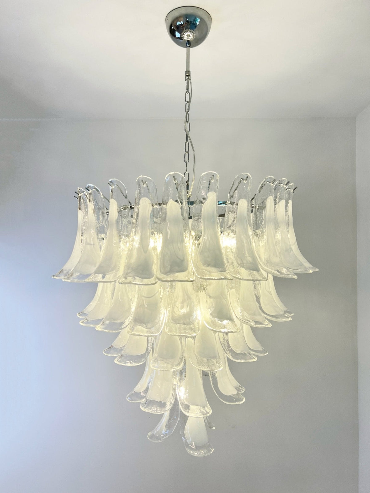 Eiroian Chandelier Clear Murano Glass Petal Vintage