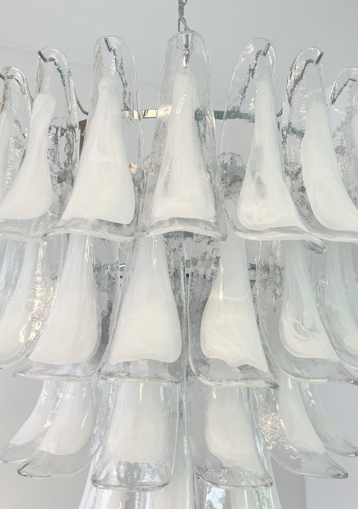 Eiroian Chandelier Clear Murano Glass Petal Vintage