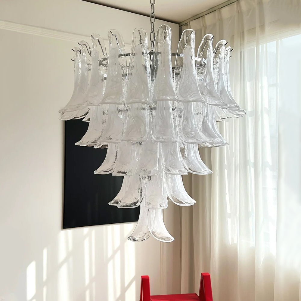 Eiroian Chandelier Clear Murano Glass Petal Vintage