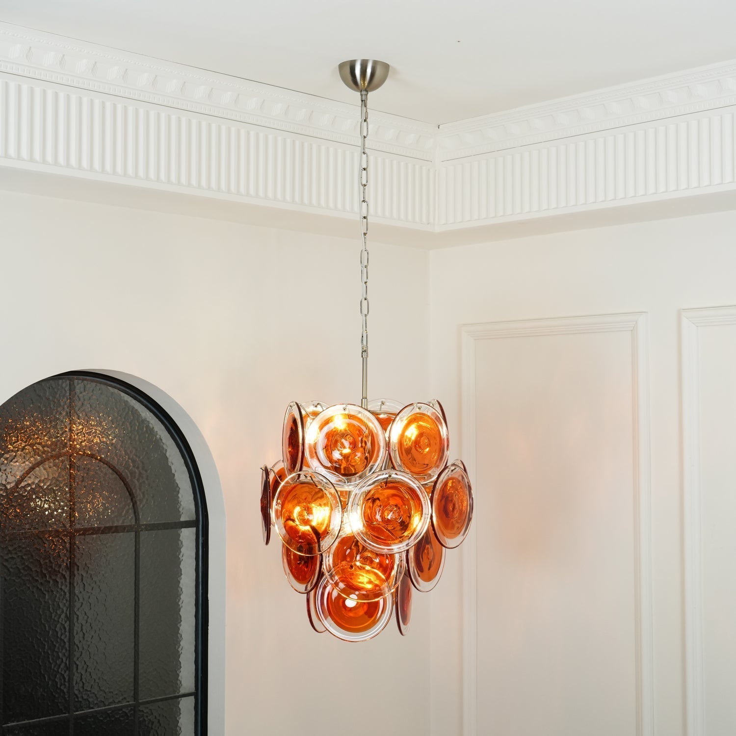 Eiroora Chandelier Murano Orange Glass