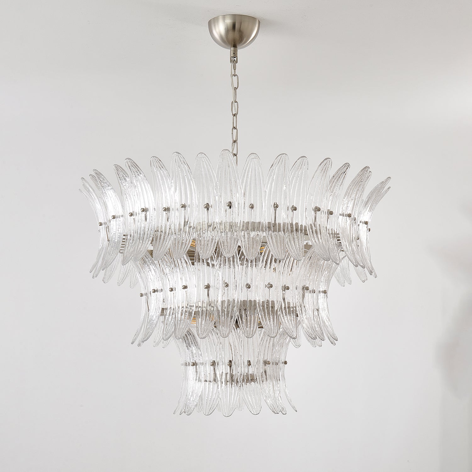 Eirerian Chandelier Murano Glass Palmette Leaf Tiered