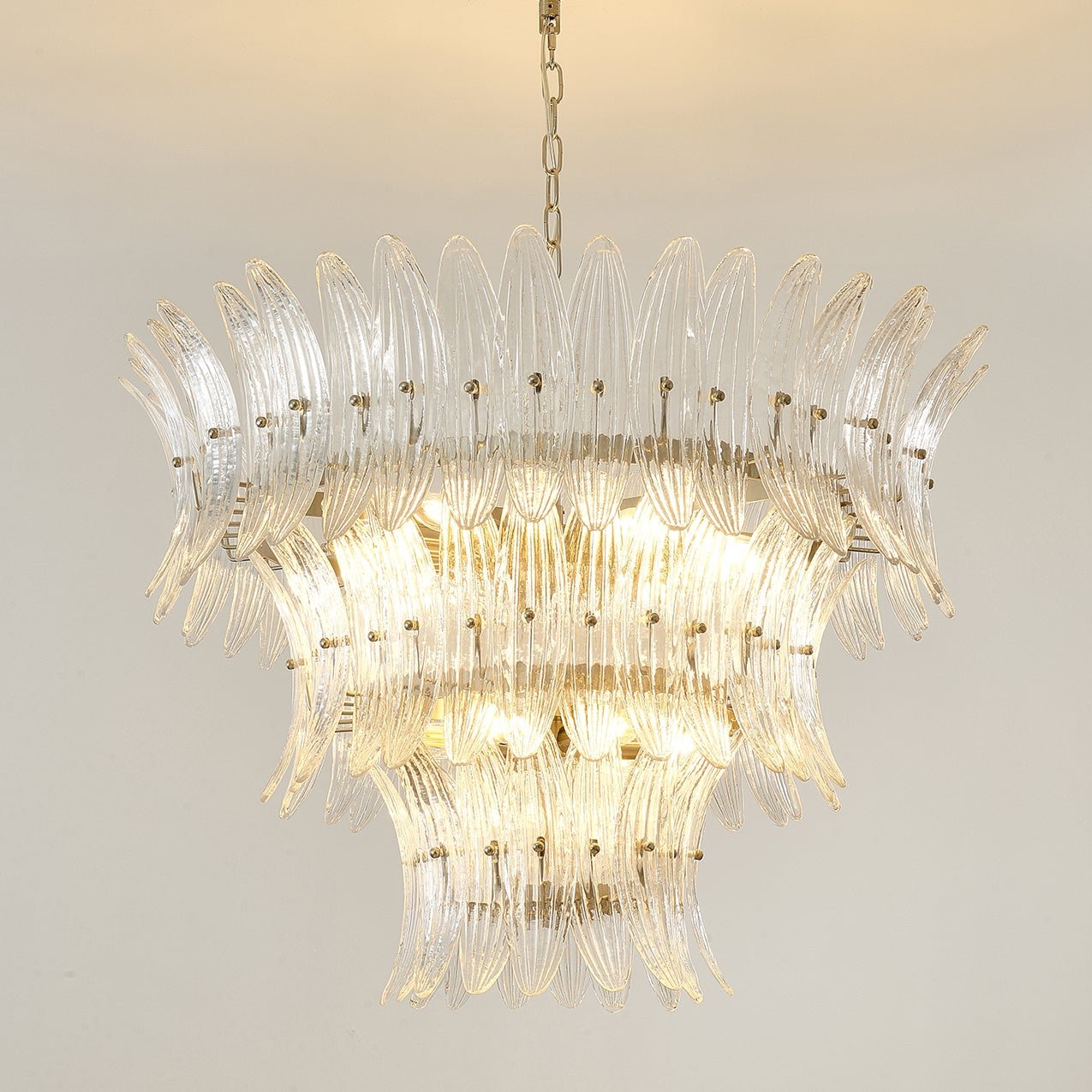 Eirerian Chandelier Murano Glass Palmette Leaf Tiered