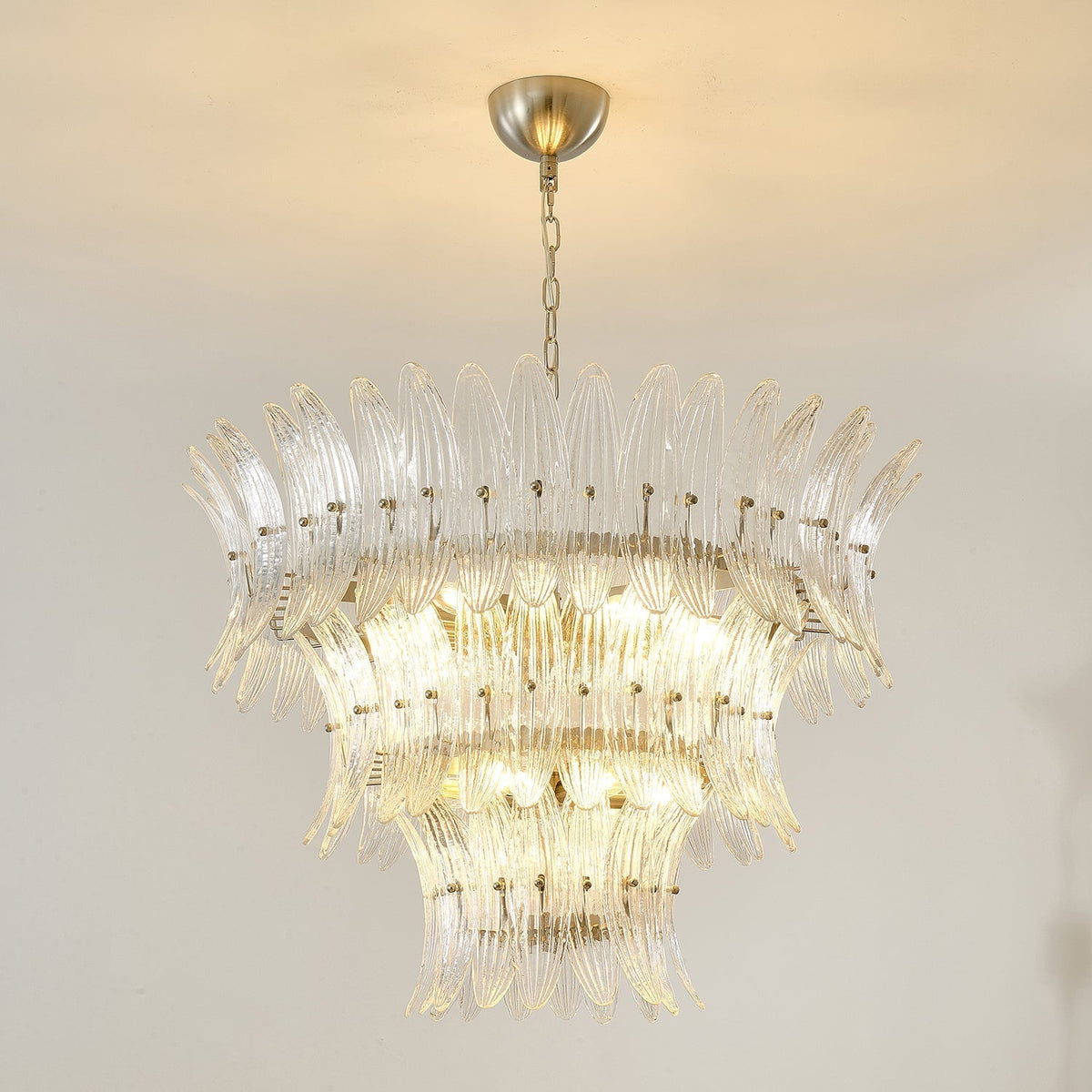 Eirerian Chandelier Murano Glass Palmette Leaf Tiered
