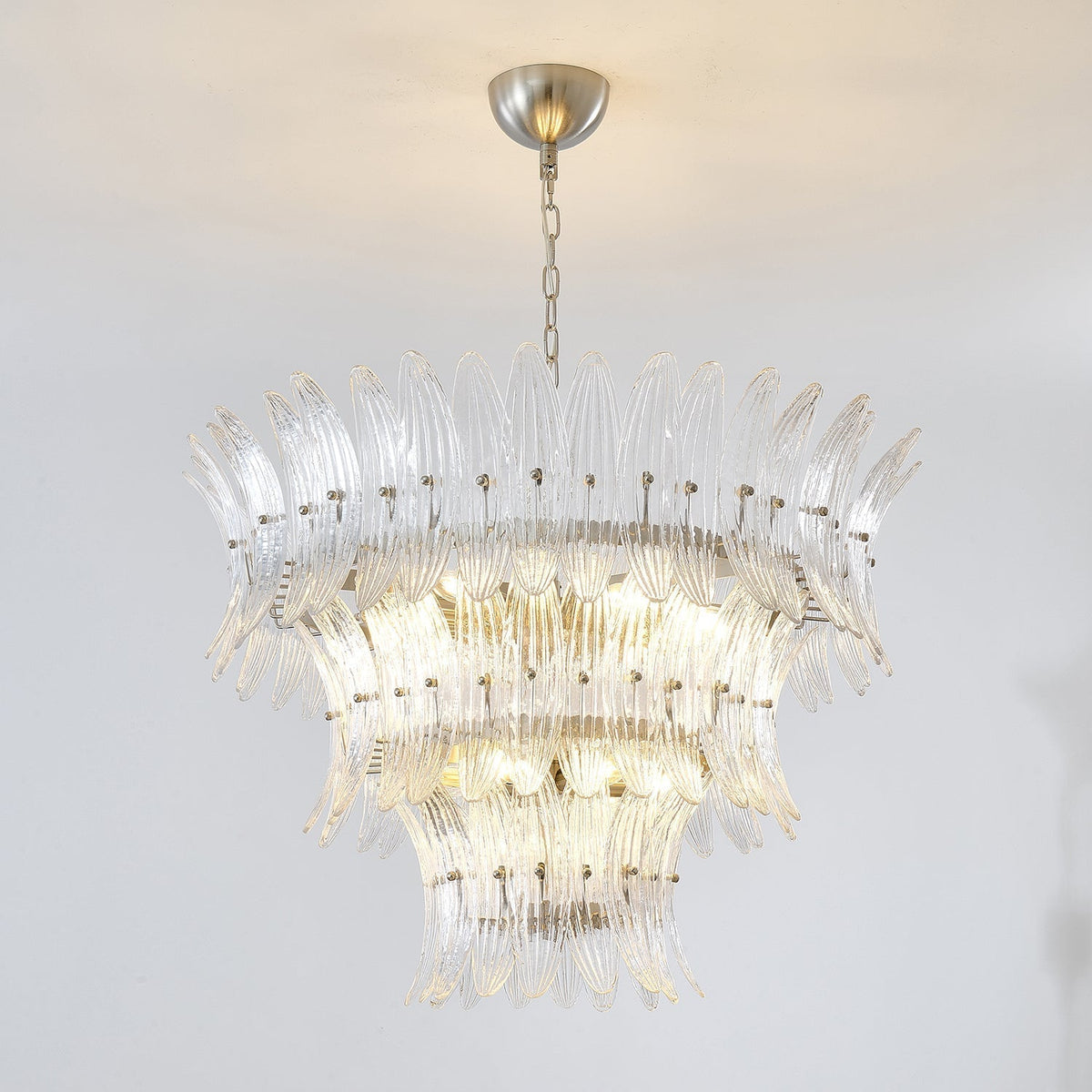 Eirerian Chandelier Murano Glass Palmette Leaf Tiered