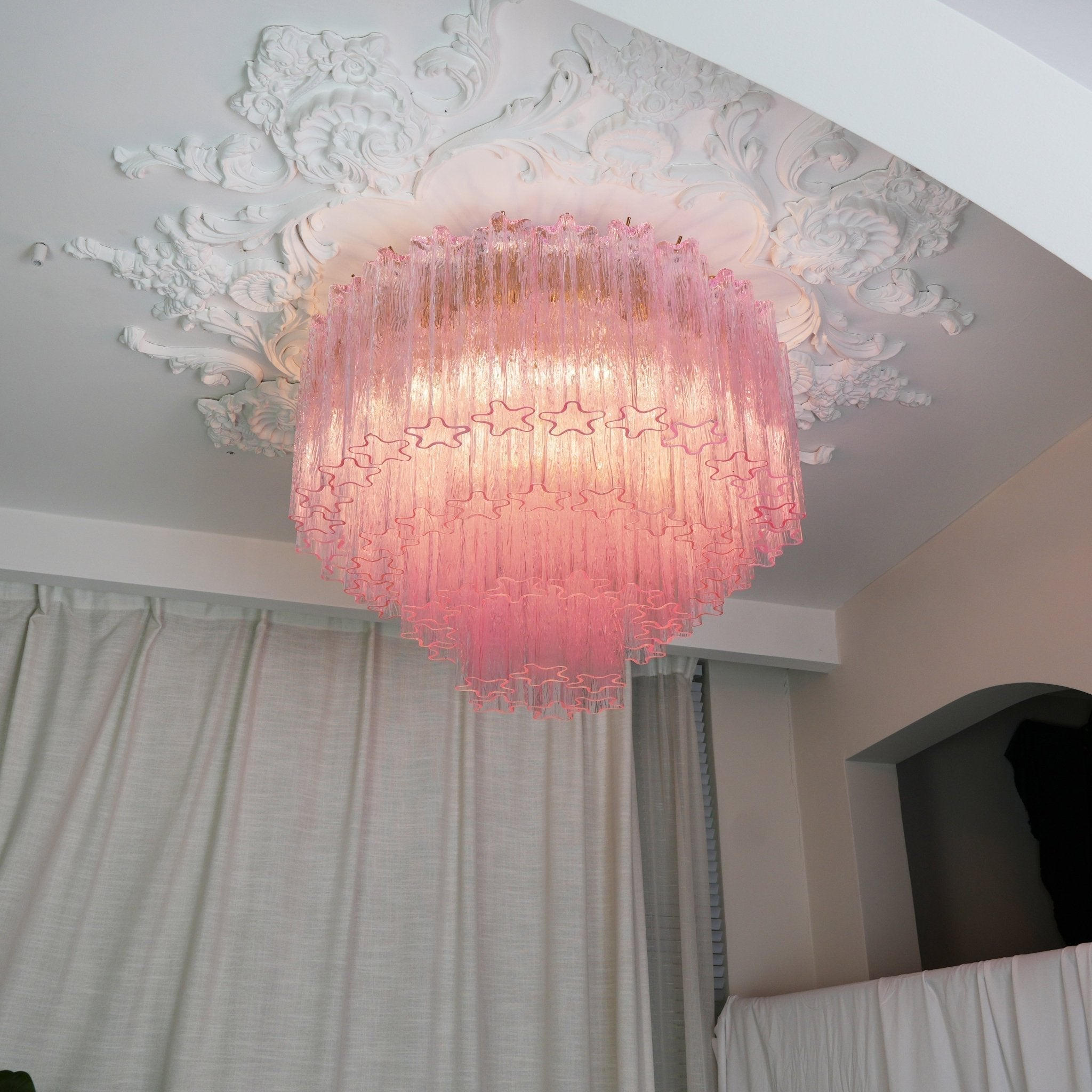 Veliaine Ceiling Lamp Murano Pink Glass Vintage