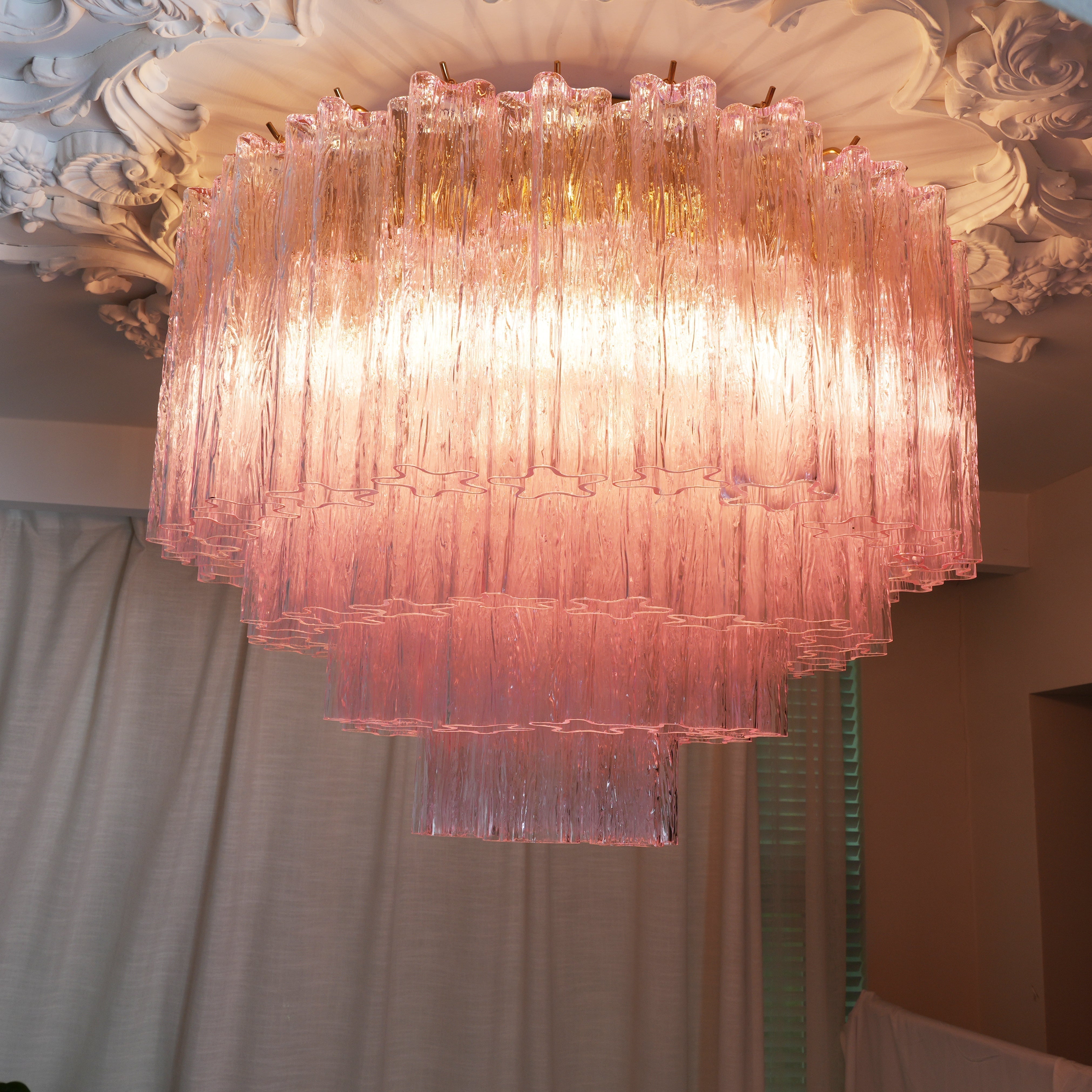 Veliaine Ceiling Lamp Murano Pink Glass Vintage