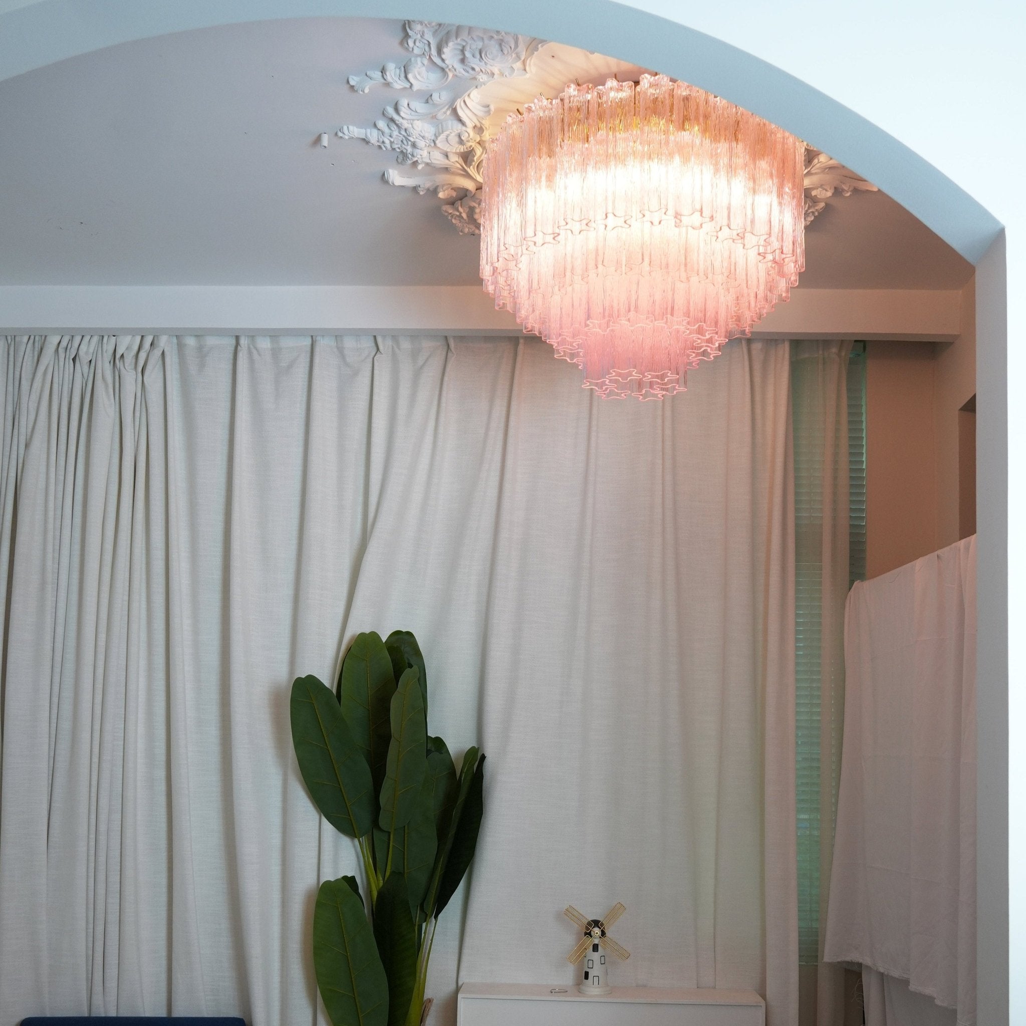 Veliaine Ceiling Lamp Murano Pink Glass Vintage