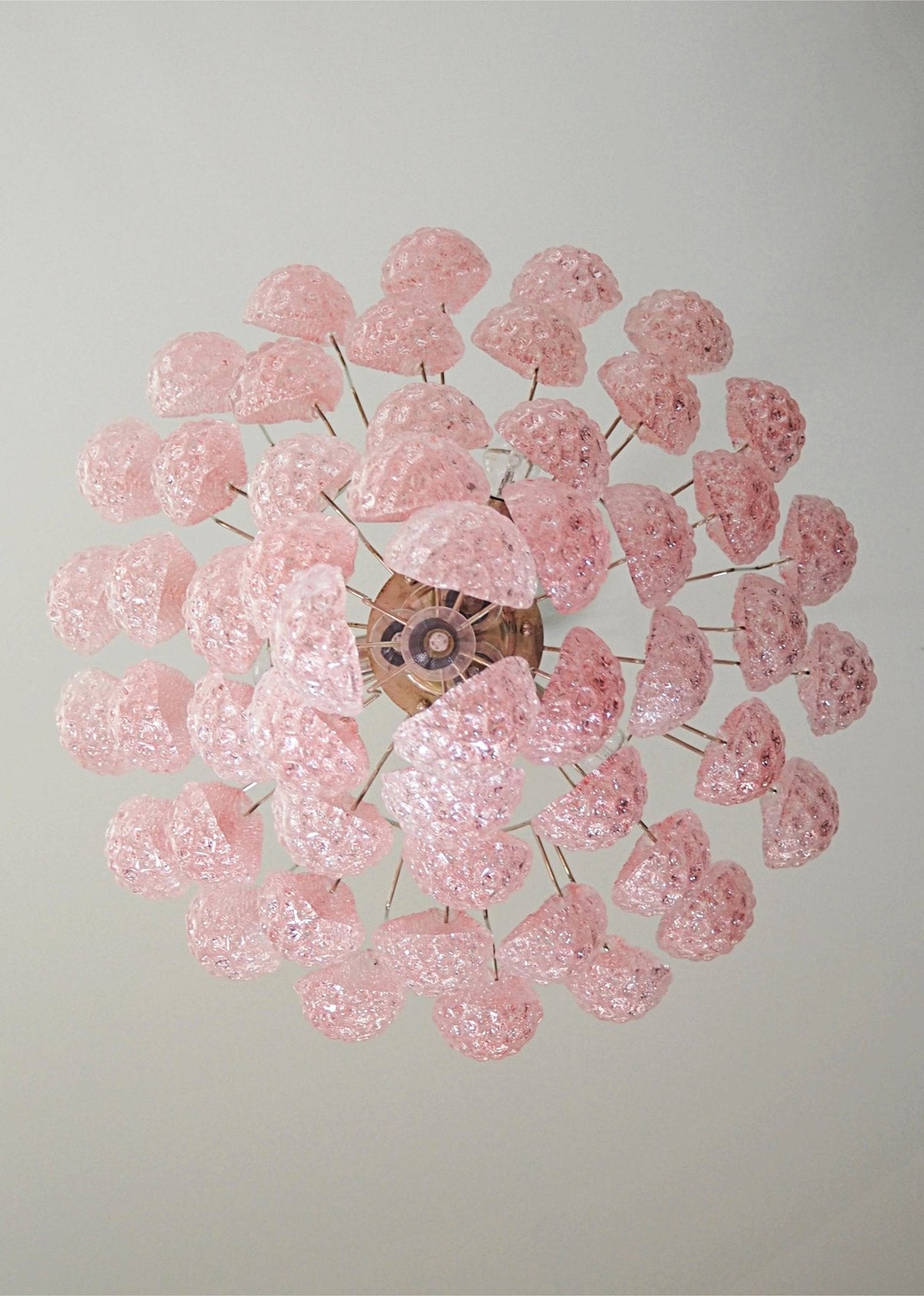 Veliena Chandelier Pink Droplet Murano Glass Diamond Pattern Waterfall