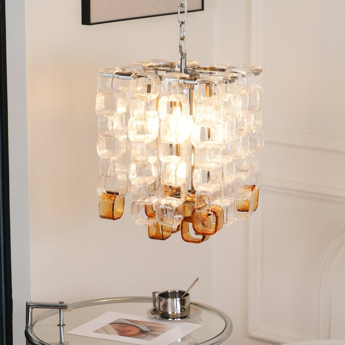 Orielis Chandelier Murano Glass Interlocking Geometric