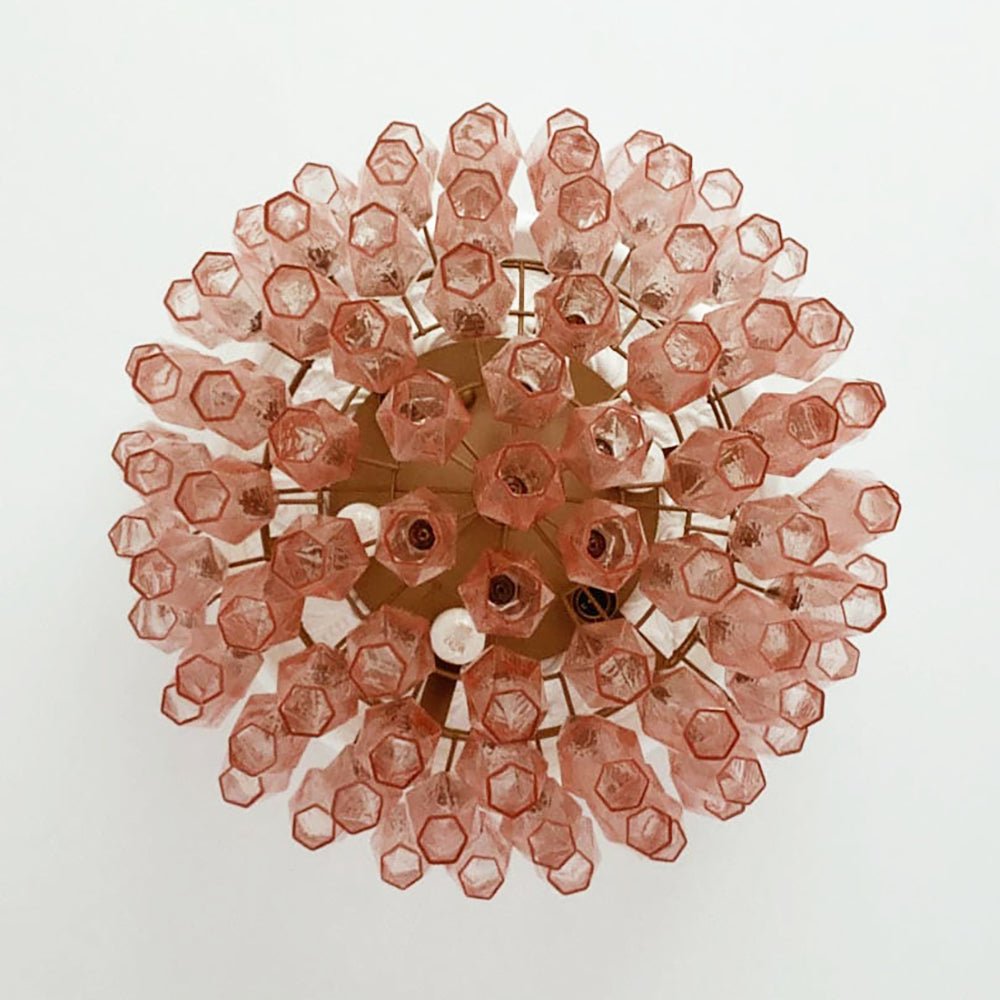 Evix Ceiling Lamp Pink Rhombus Glass Layered Vintage Elegance