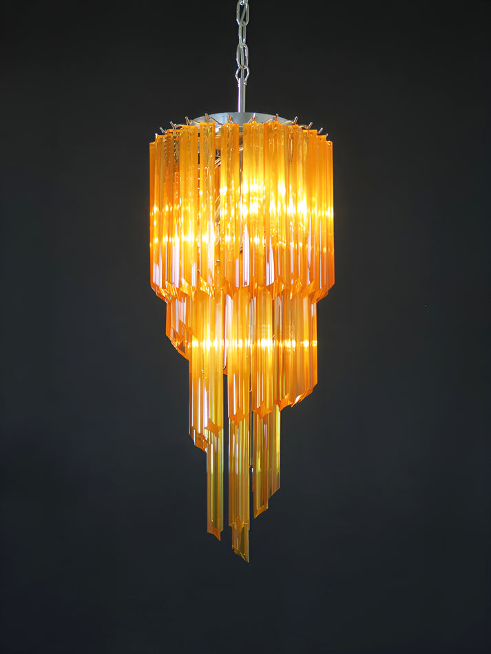 Reninelle Chandelier Spiral Pink Prism Tiered