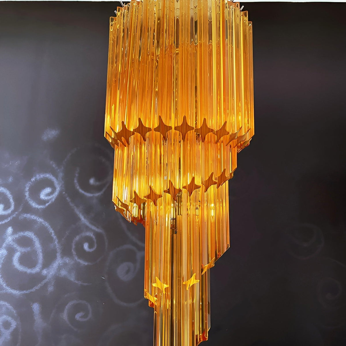 Reninelle Chandelier Spiral Pink Prism Tiered
