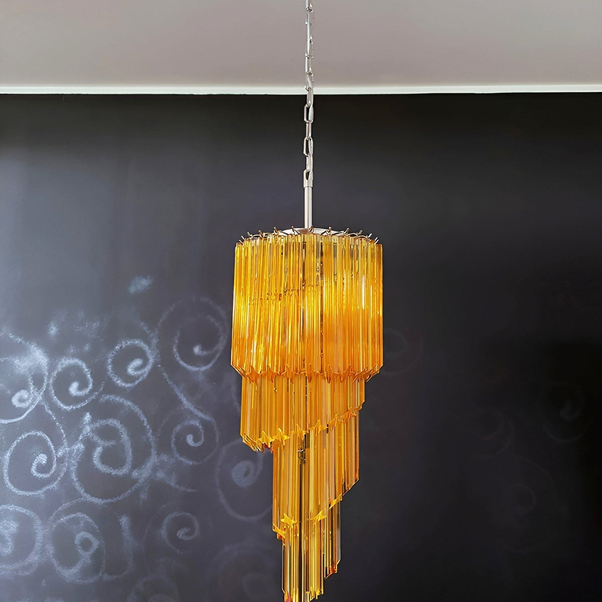 Reninelle Chandelier Spiral Pink Prism Tiered