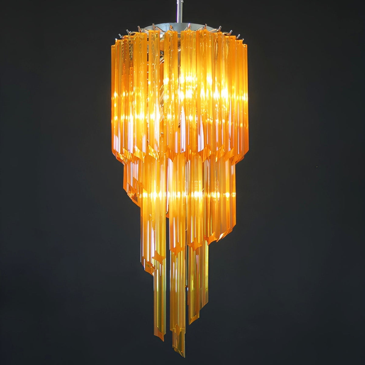 Reninelle Chandelier Spiral Pink Prism Tiered