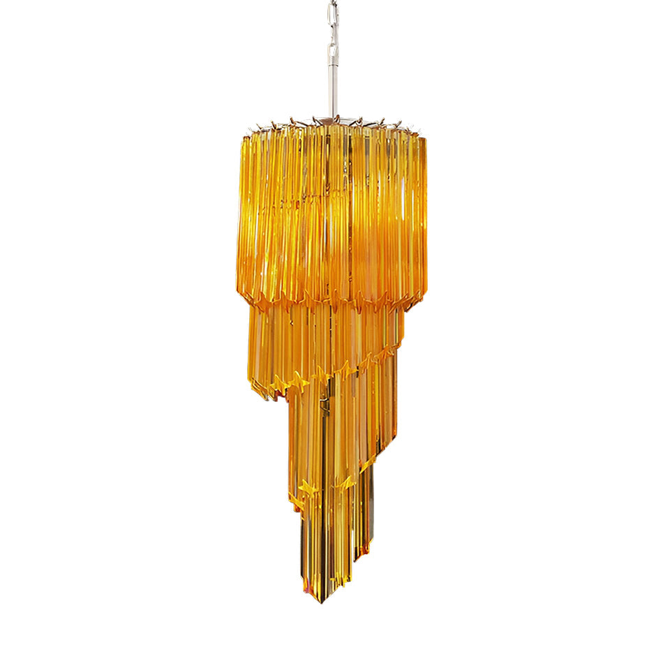 Reninelle Chandelier Spiral Pink Prism Tiered