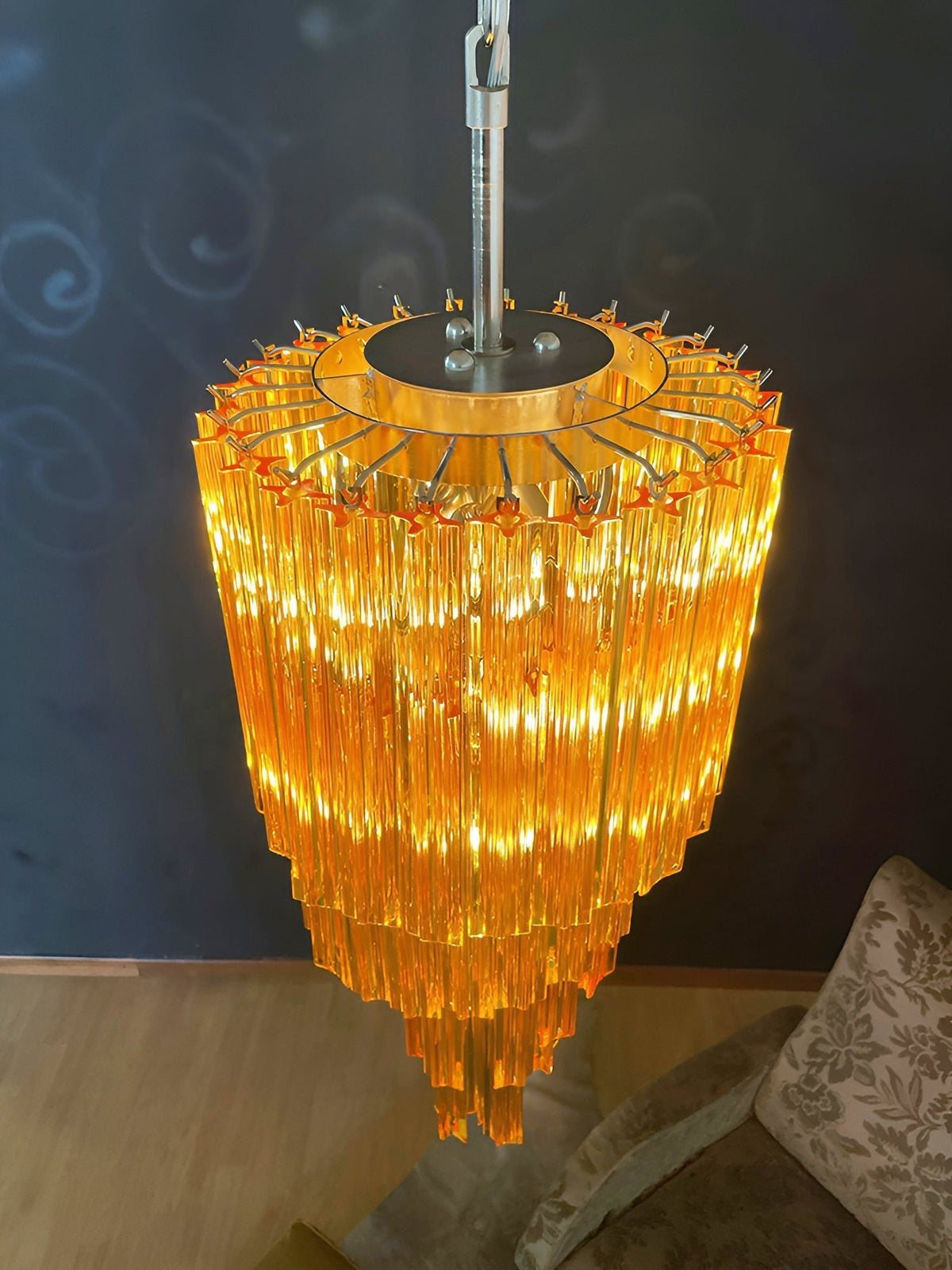 Reninelle Chandelier Spiral Pink Prism Tiered