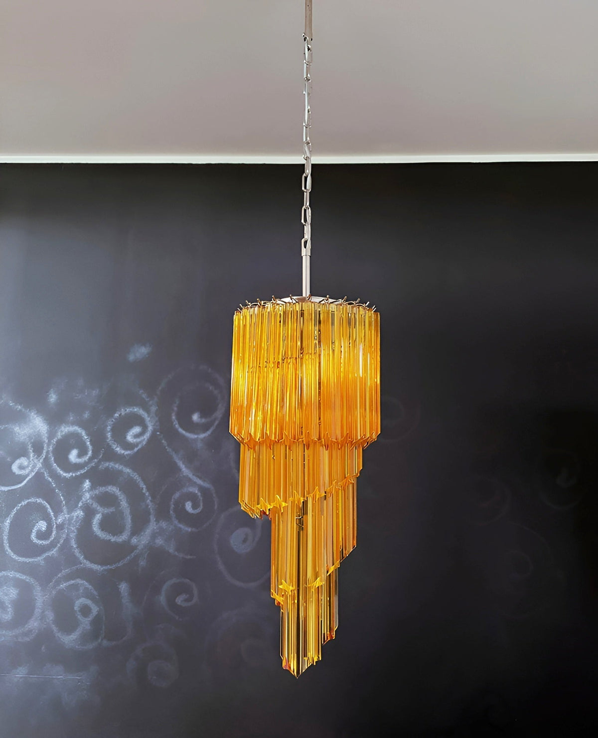Reninelle Chandelier Spiral Pink Prism Tiered