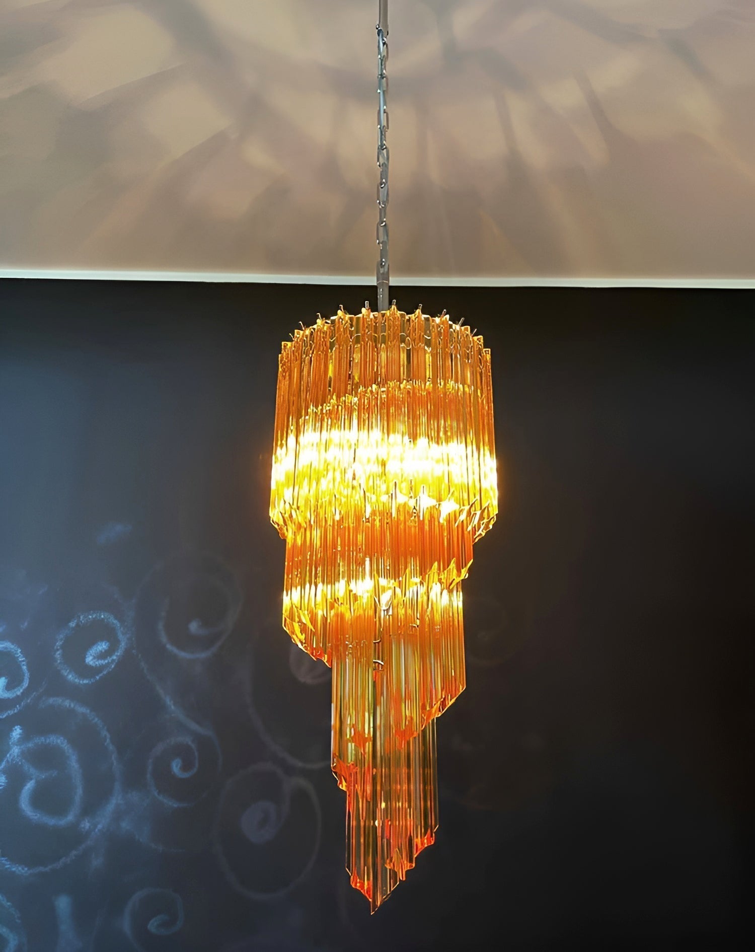 Reninelle Chandelier Spiral Pink Prism Tiered