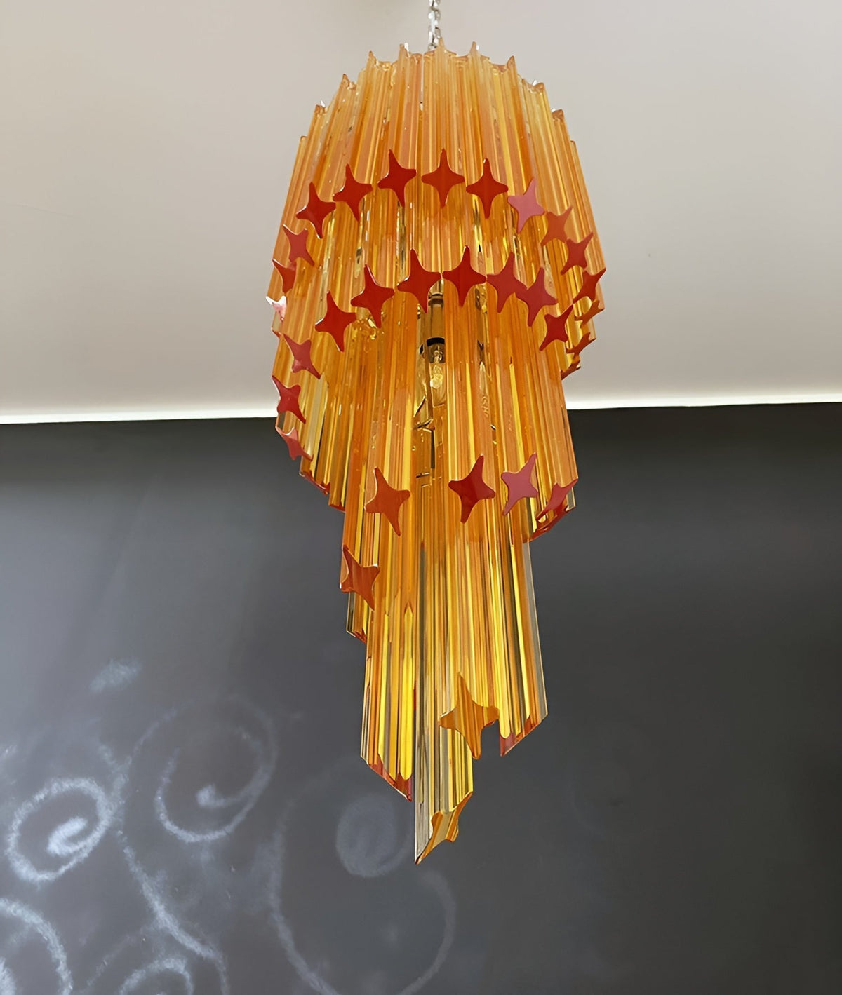 Reninelle Chandelier Spiral Pink Prism Tiered