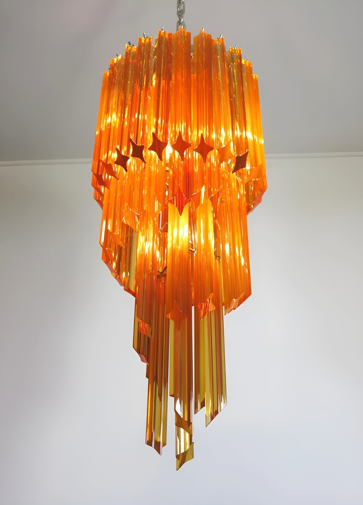 Reninelle Chandelier Spiral Pink Prism Tiered