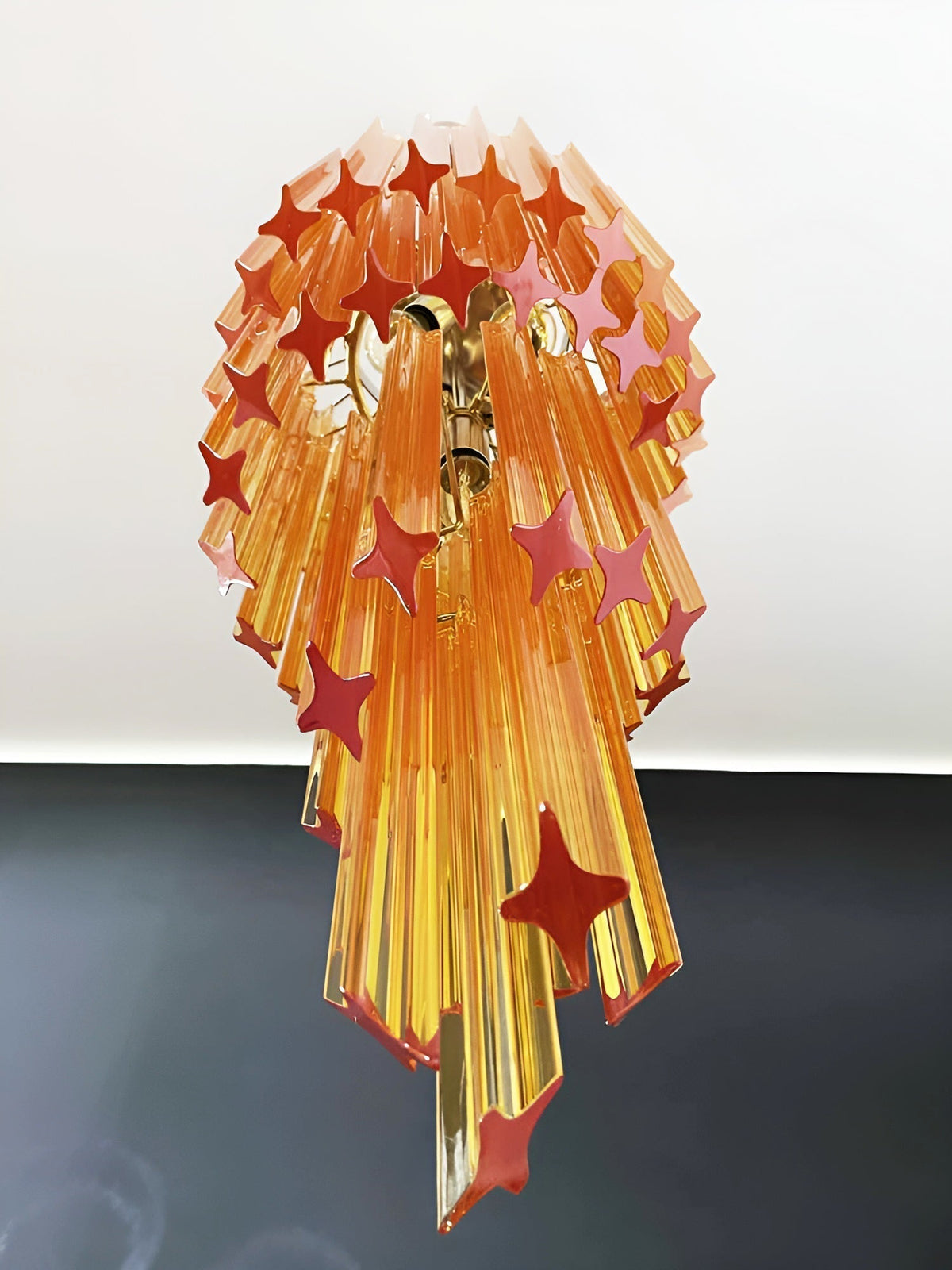 Reninelle Chandelier Spiral Pink Prism Tiered