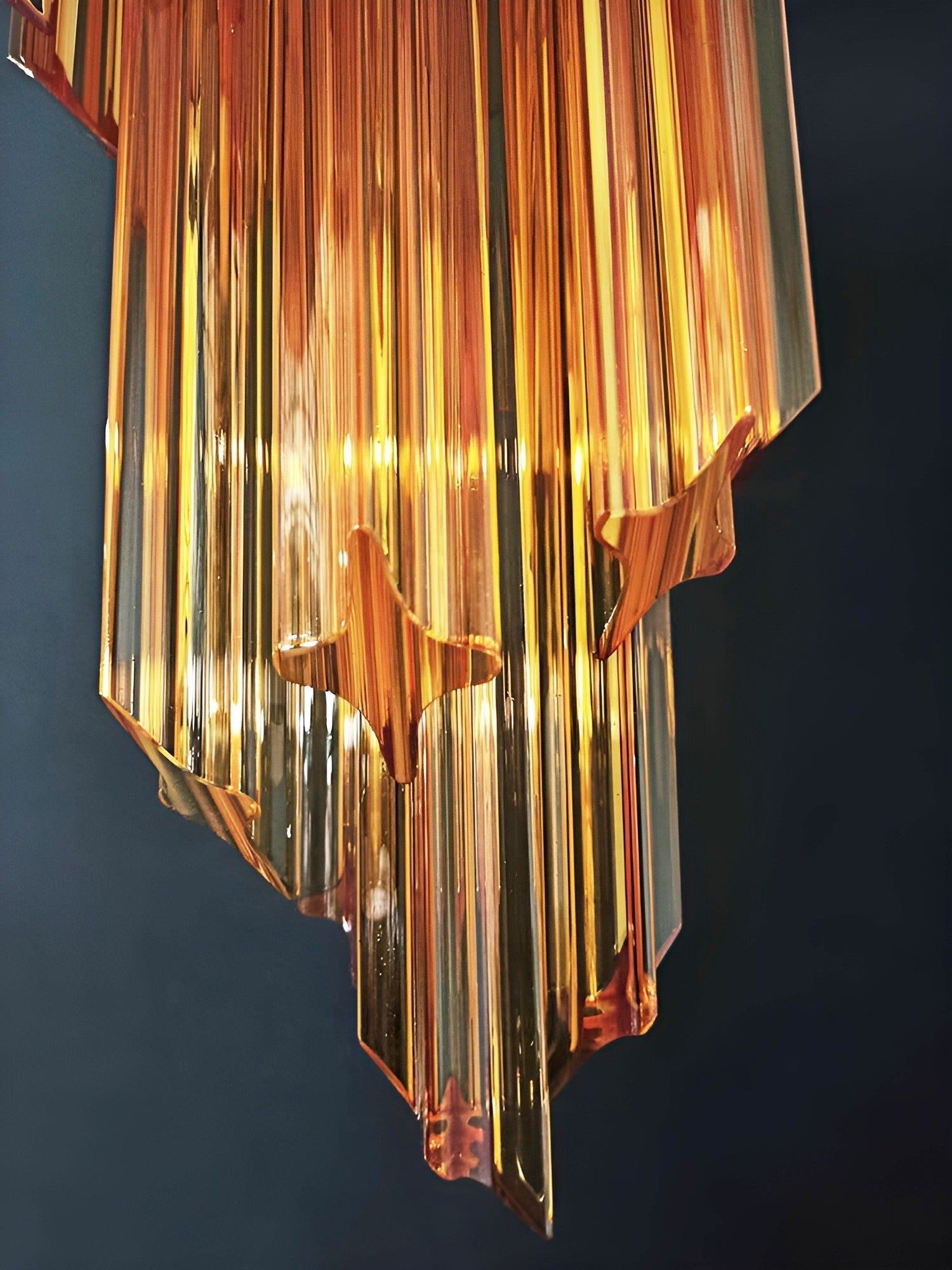 Reninelle Chandelier Spiral Pink Prism Tiered