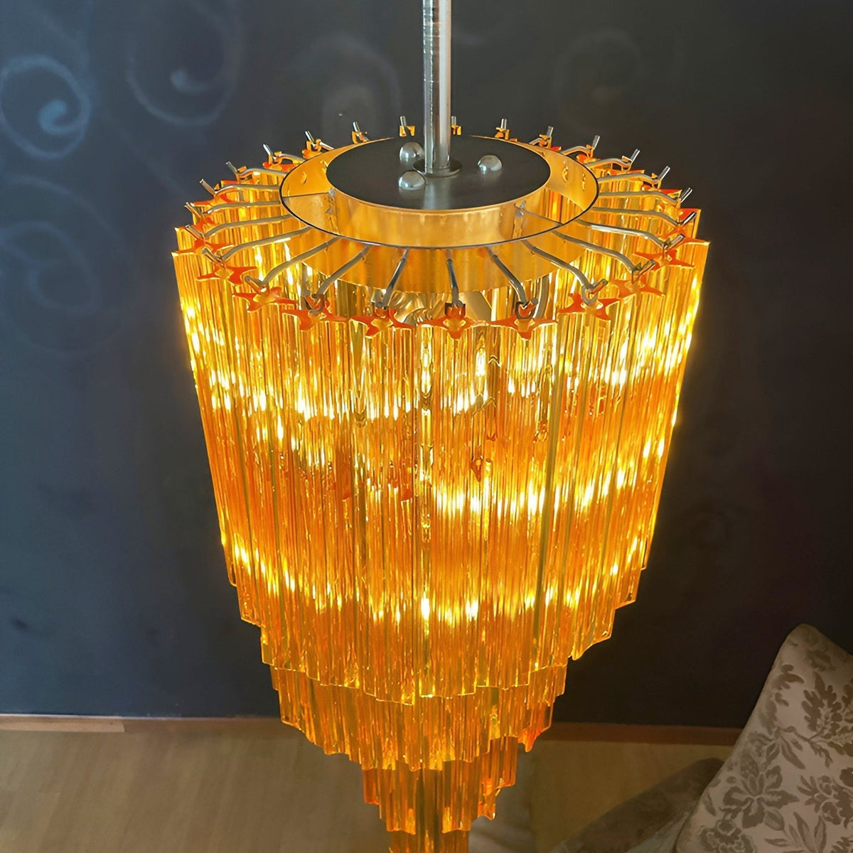 Reninelle Chandelier Spiral Pink Prism Tiered