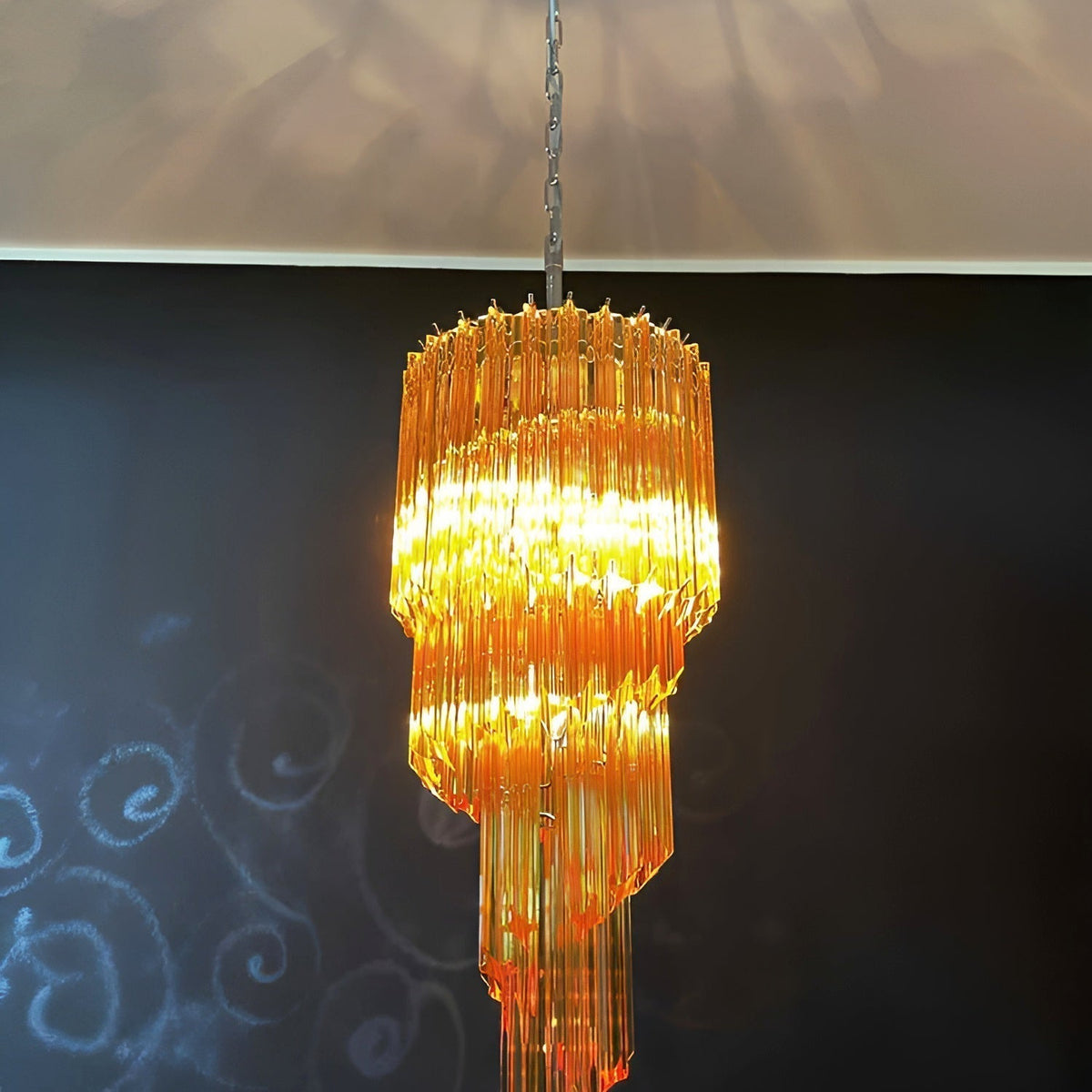Reninelle Chandelier Spiral Pink Prism Tiered