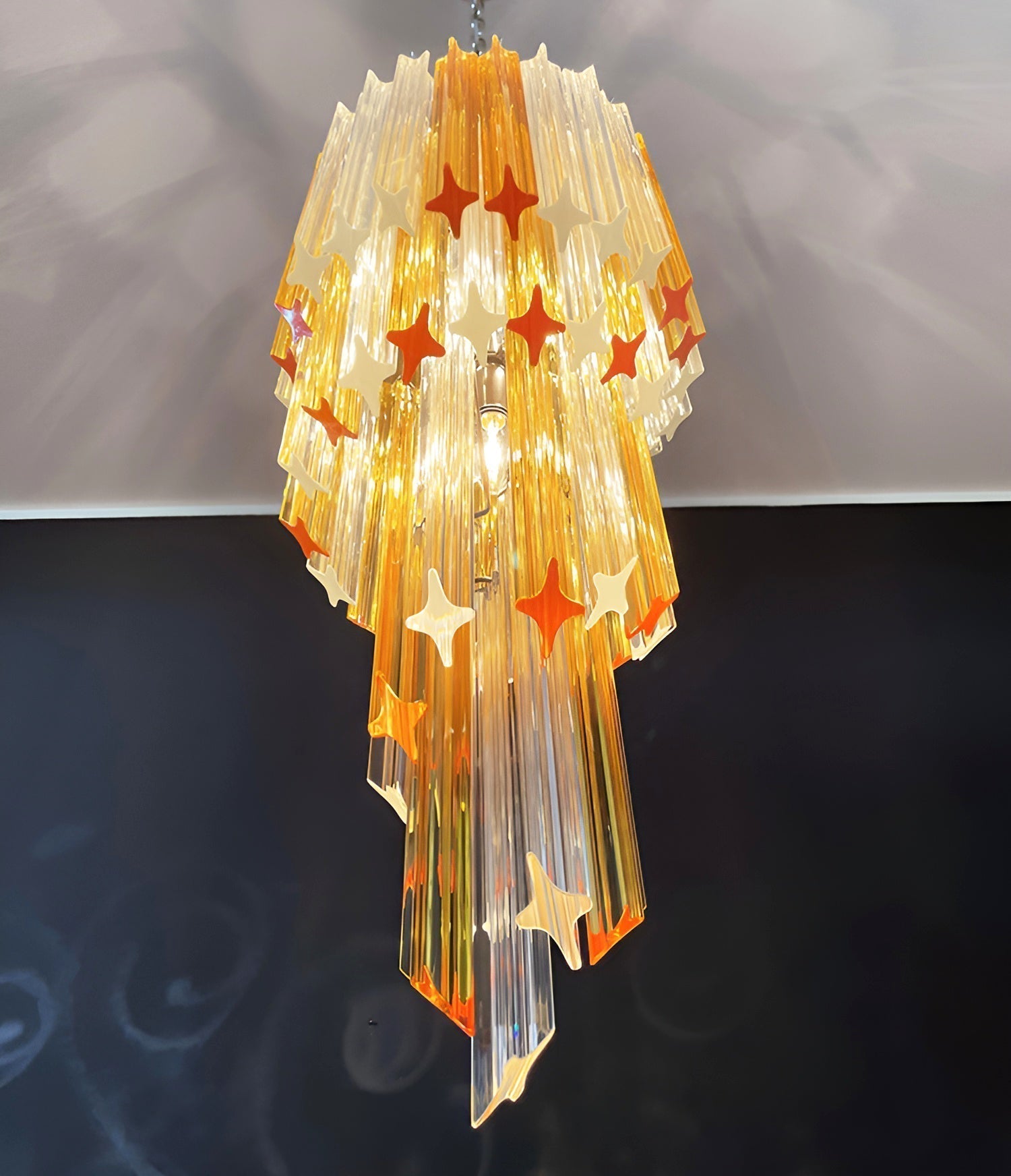 Reninelle Chandelier Spiral Pink Prism Tiered