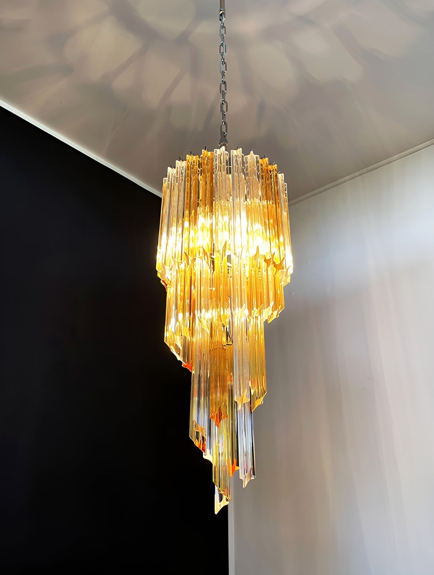 Reninelle Chandelier Spiral Pink Prism Tiered