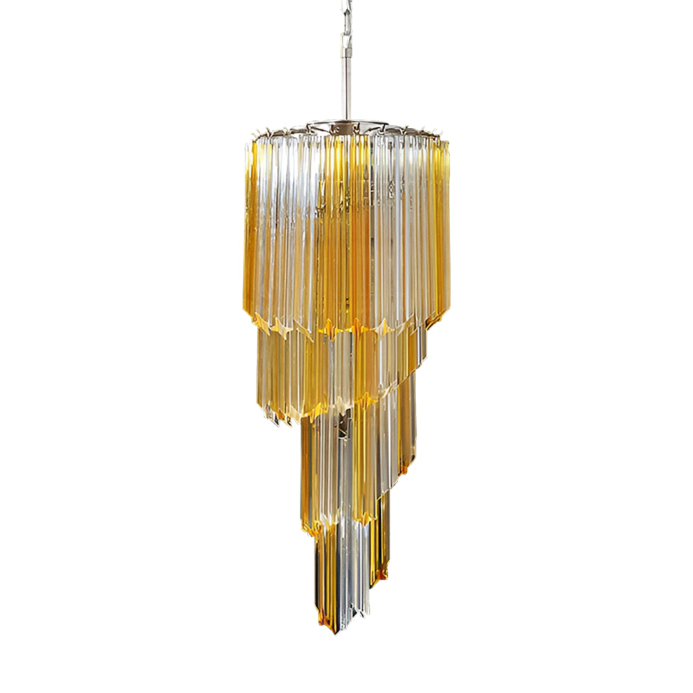 Reninelle Chandelier Spiral Pink Prism Tiered