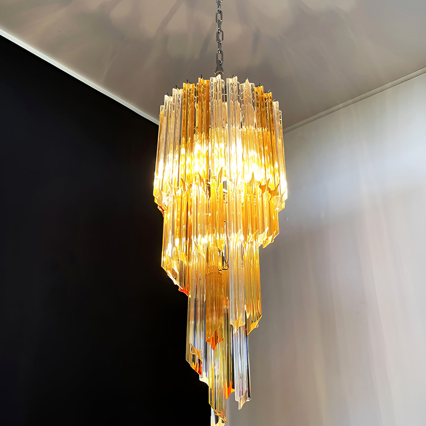Reninelle Chandelier Spiral Pink Prism Tiered